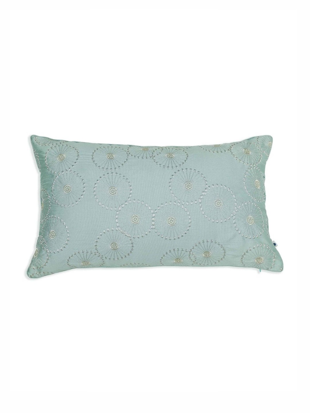 

ONSETHOMES jashn Blue & Grey Embroidered Silk Rectangle Cushion Cover