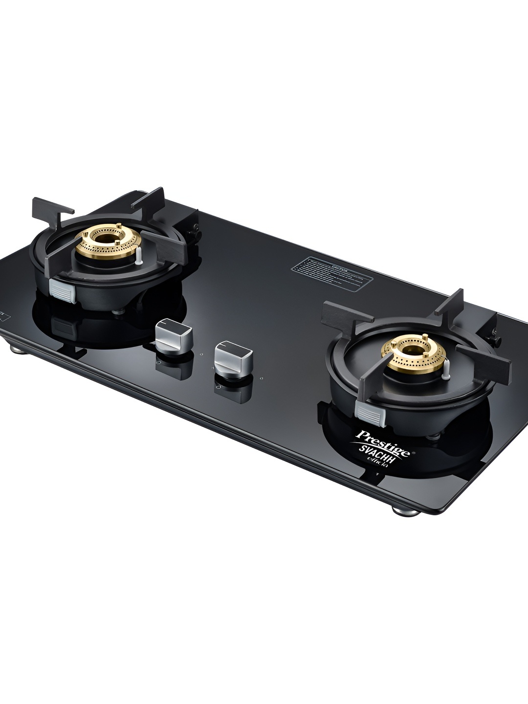 

Prestige Svachh Efficia Black 2 Brass Burners Auto Ignition Glass Gas Stove