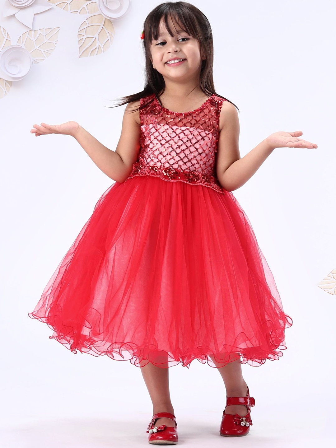 

Mark & Mia Girls Embellished Fit & Flare Cotton Dress, Red