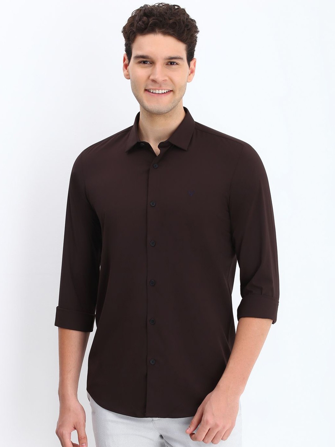 

Allen Solly Men Spread Collar Solid Casual Shirt, Brown