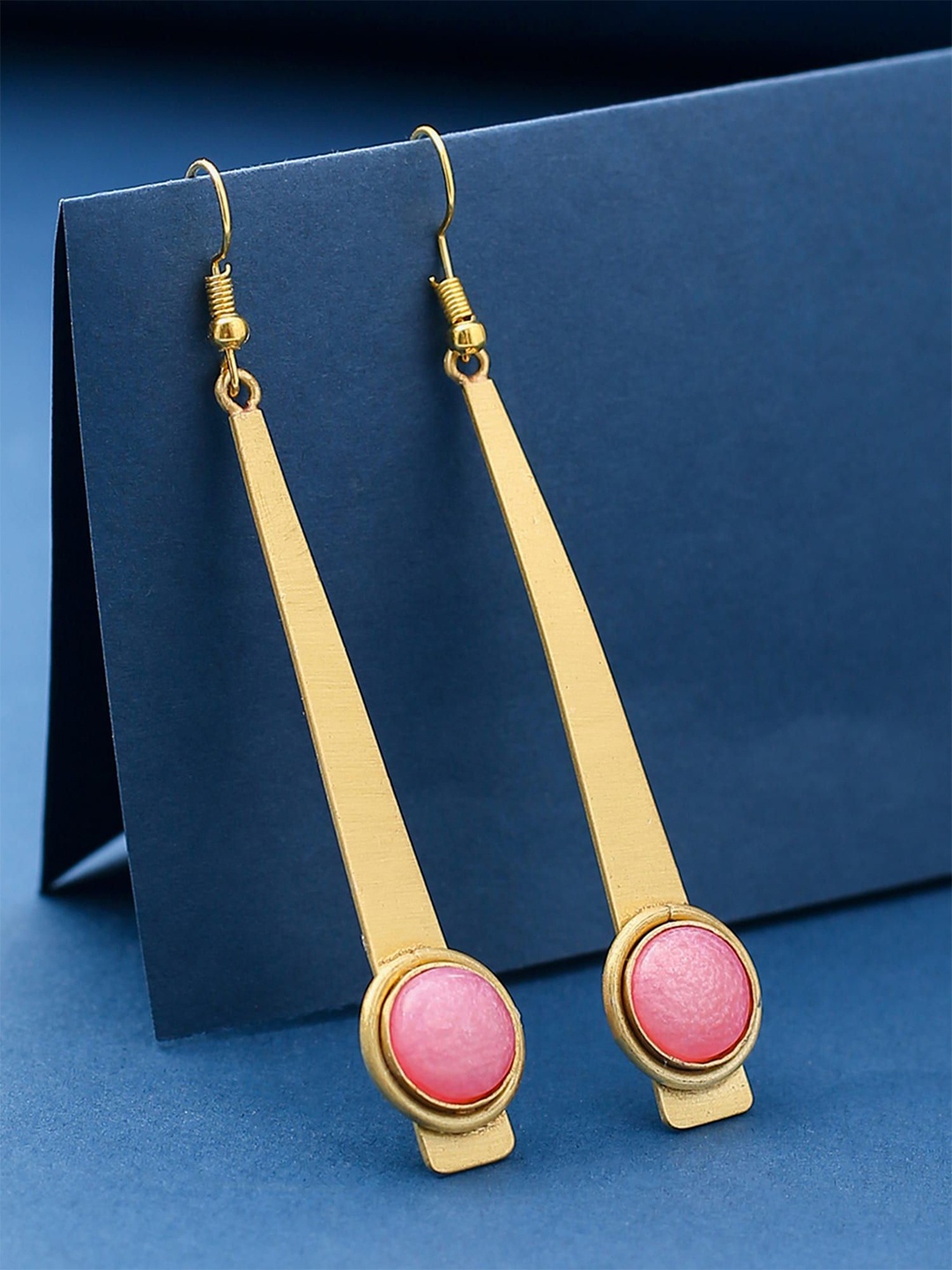 

Yellow Chimes Gold-Plated Stone Studded Drop Earrings