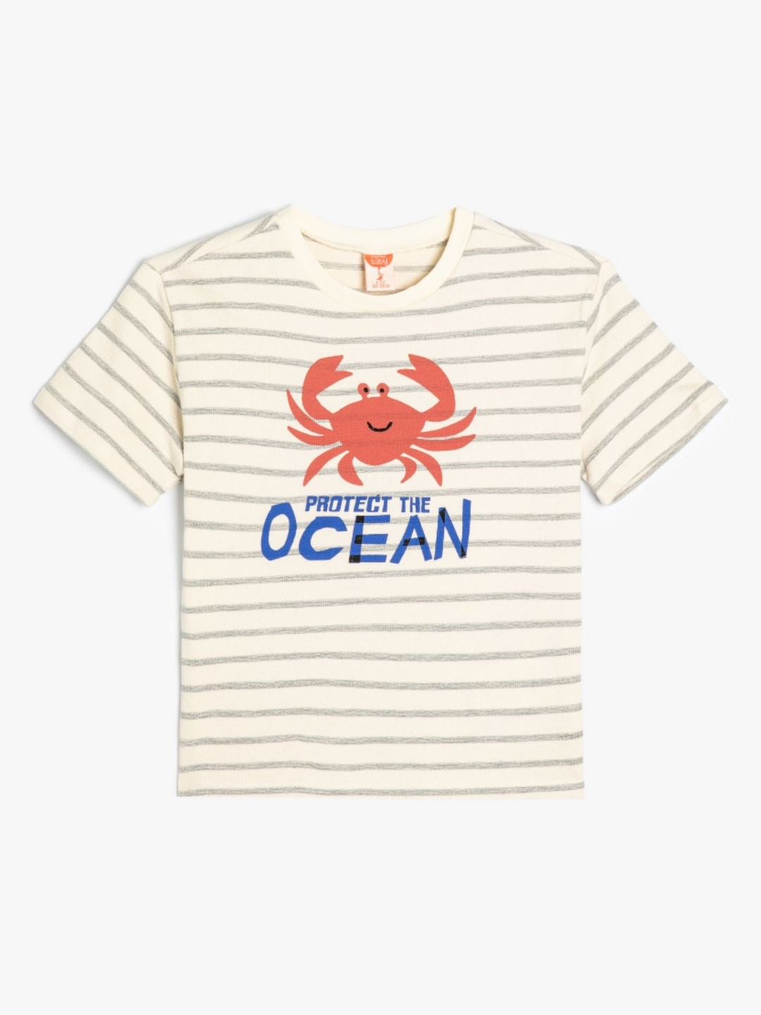 

Koton Boys Striped Round Neck Cotton T-shirt, Beige
