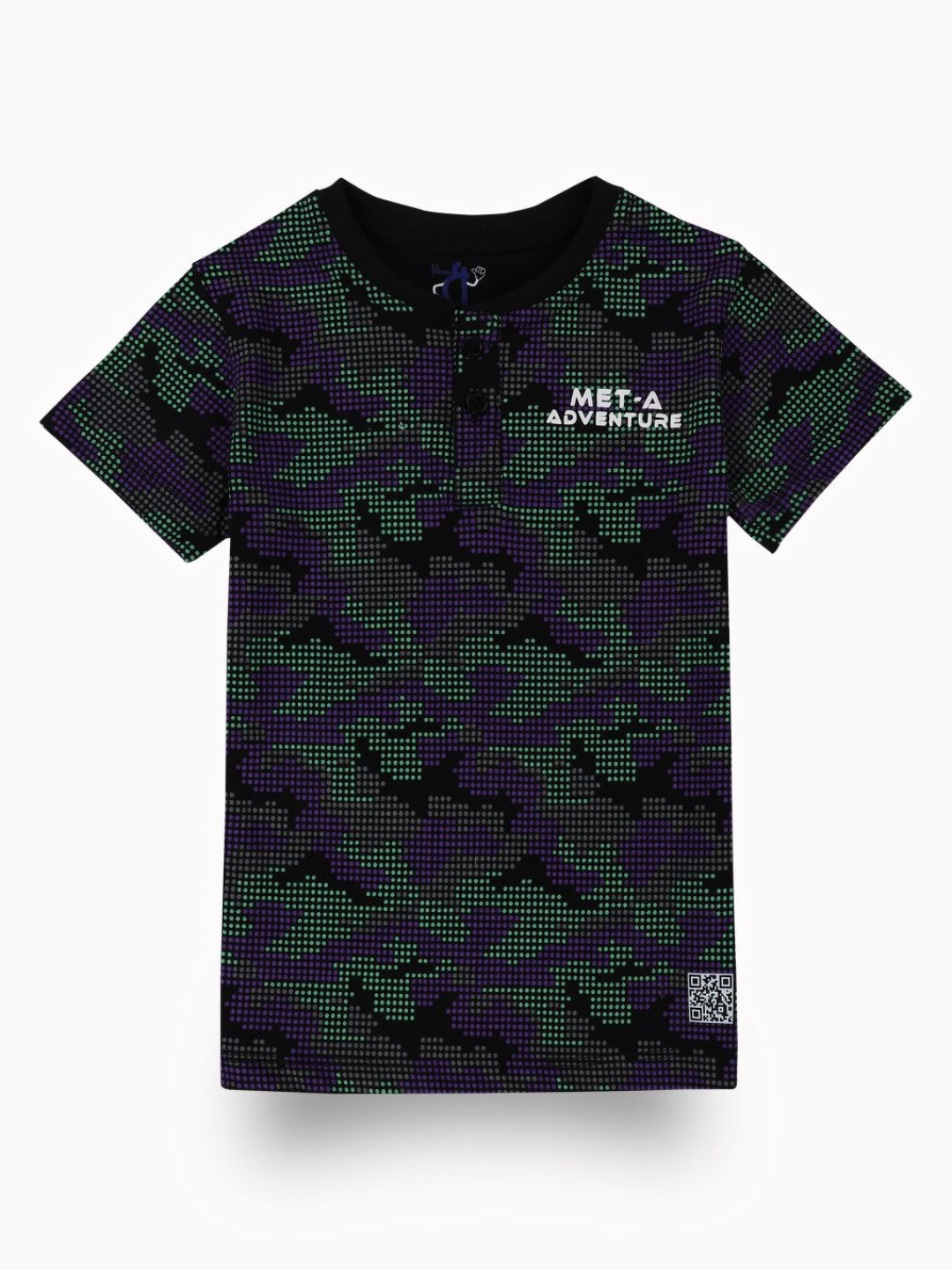 

Gini and Jony Boys Camouflage Printed Round Neck Cotton T-shirt, Black