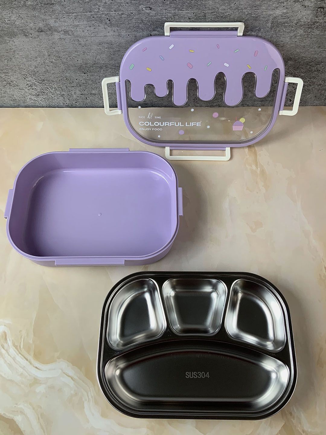 

Little Surprise Box LLP Purple Stainless Steel Lunch Box 1.3L