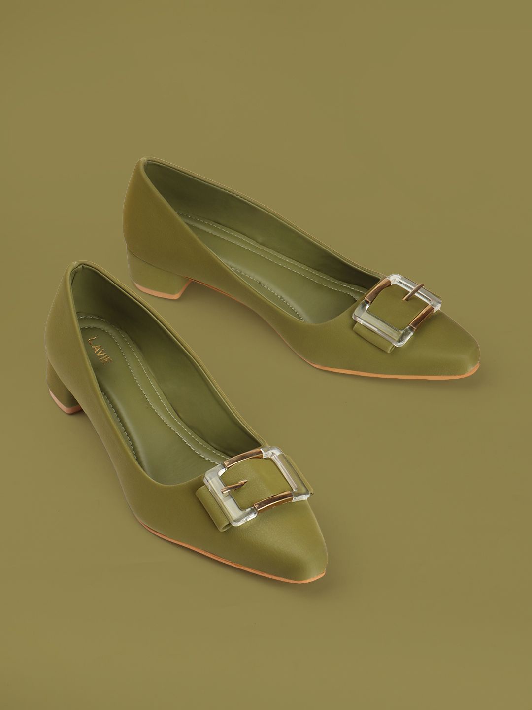 

Lavie Block Sandals with Buckles, Olive