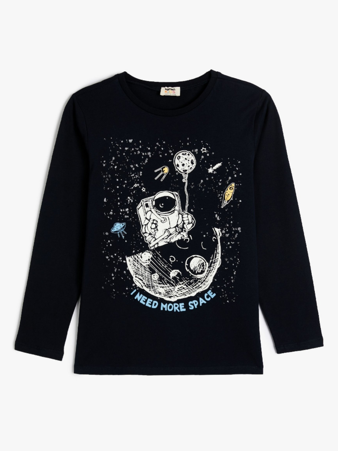 

Koton Boys Graphic Printed Round Neck Cotton T-shirt, Black