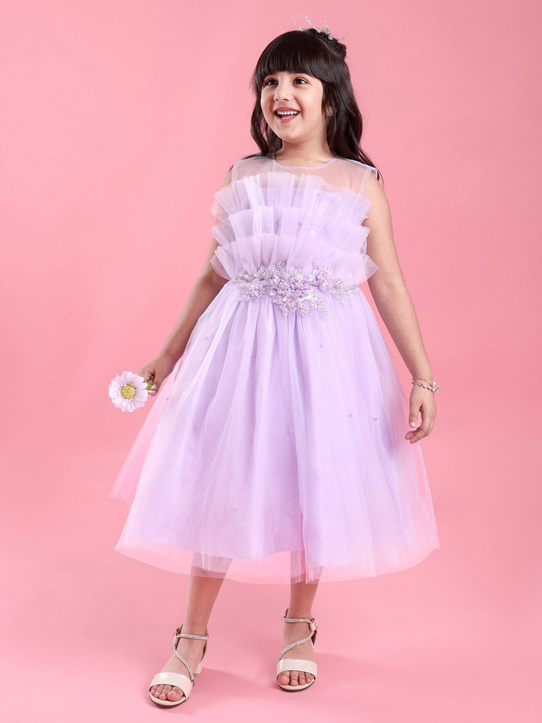 

Mark & Mia Girls Round Neck Peplum Dress, Lavender