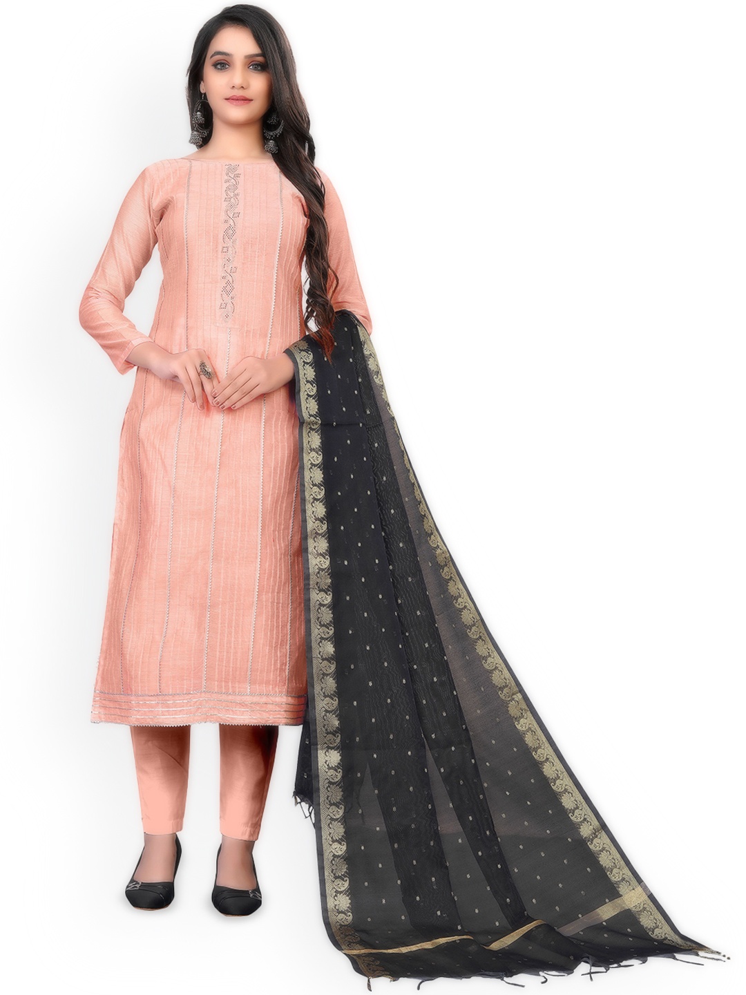 

Maroosh Ethnic Motifs Embroidered Unstitched Dress Material, Peach