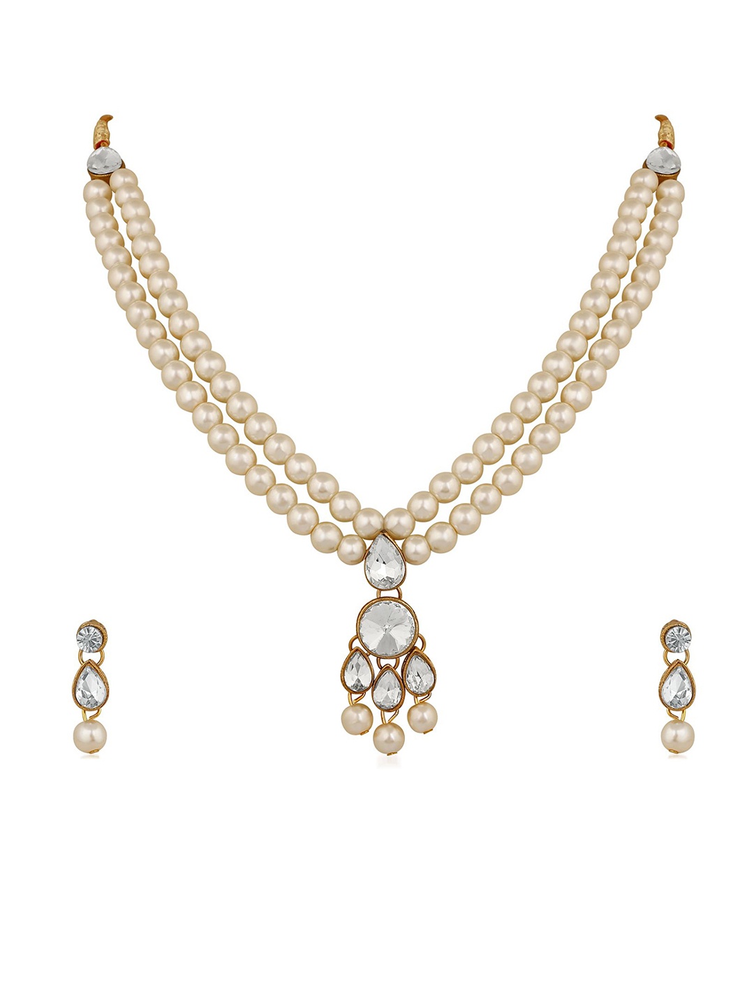 

Stefan Gold Plated Kundan Studded & Beaded Traditional Layered Jewellery Set
