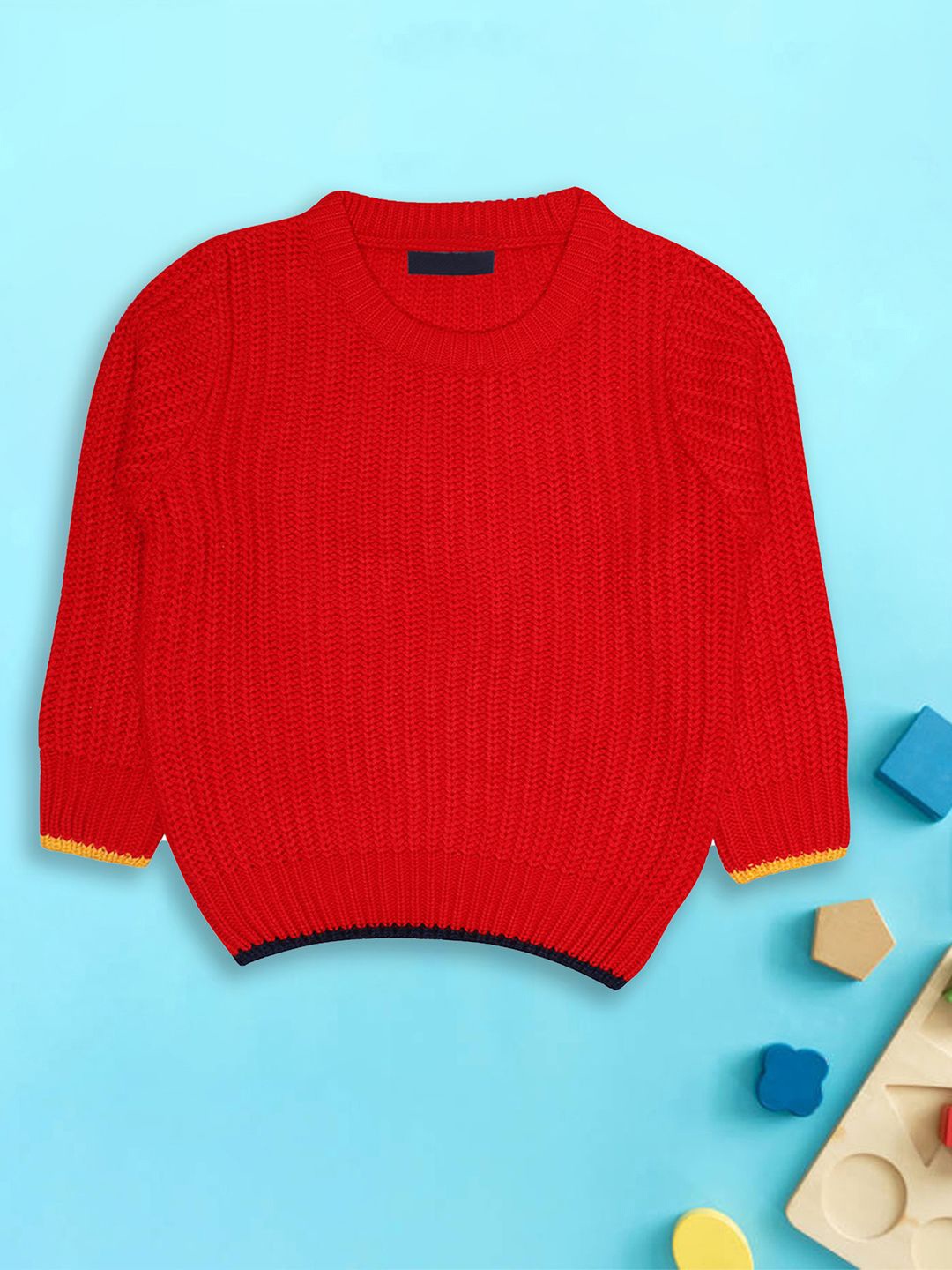 

CHKOKKO Boys Ribbed Woollen Pullover, Red