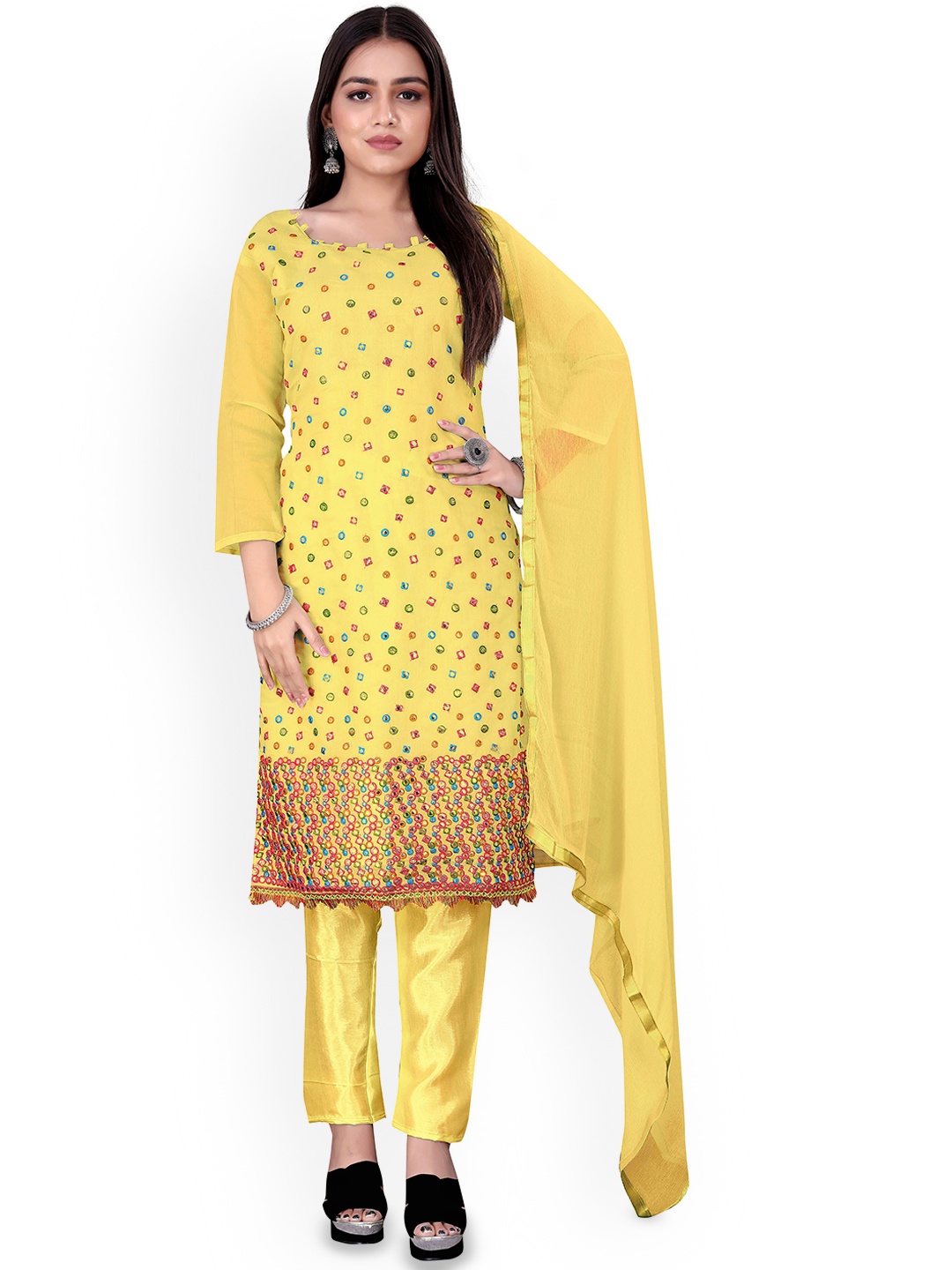 

Maroosh Embroidered Unstitched Dress Material, Yellow