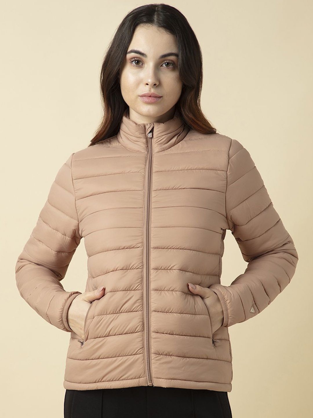 

Van Heusen Women Solid Full Sleeves Puffer Jacket, Beige
