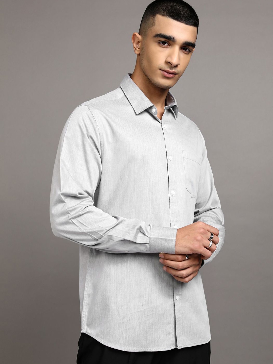 

Highlander Men Slim Fit Casual Shirt, Grey