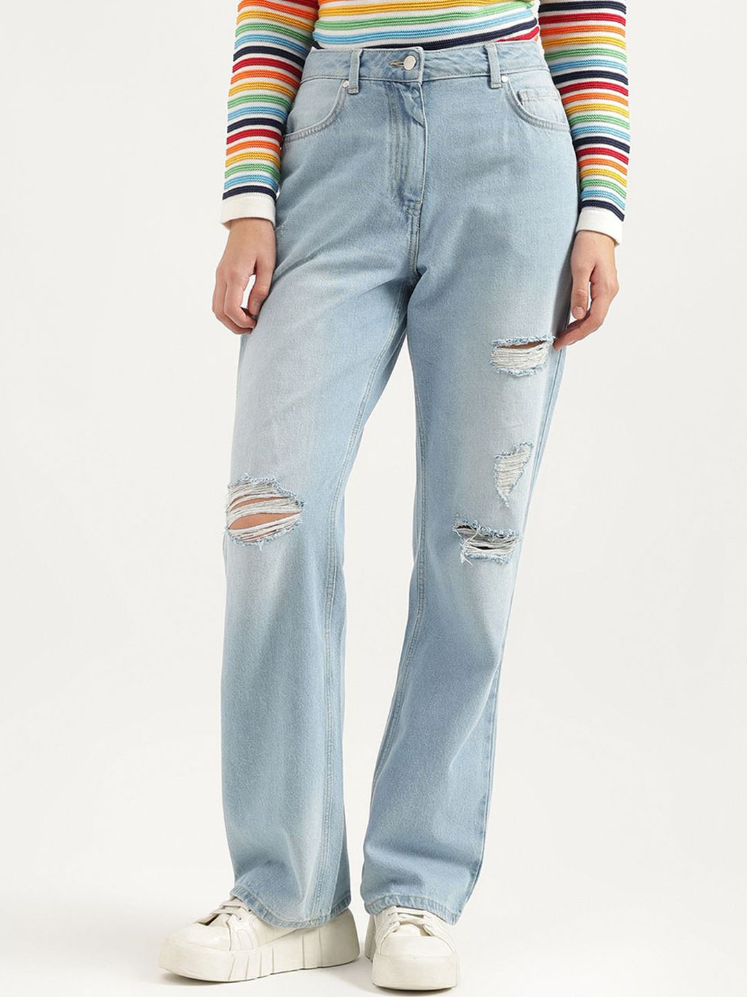 

United Colors of Benetton Women Straight Fit High-Rise Jeans, Blue