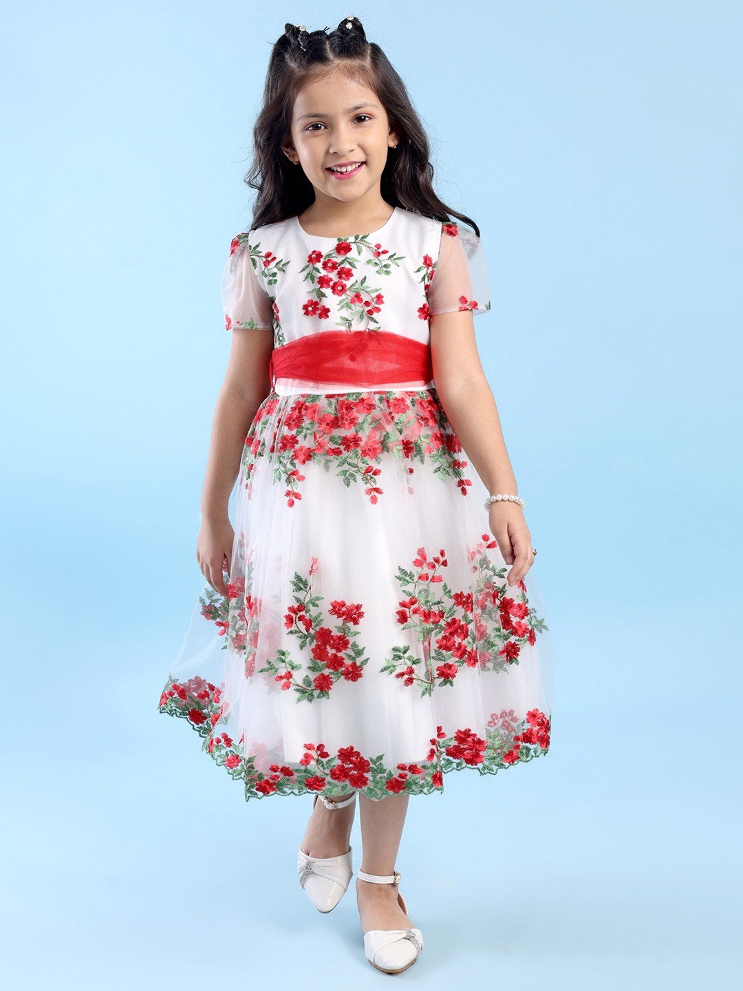 

Mark & Mia Girls Floral Embroidered Fit & Flare Party Dress, White