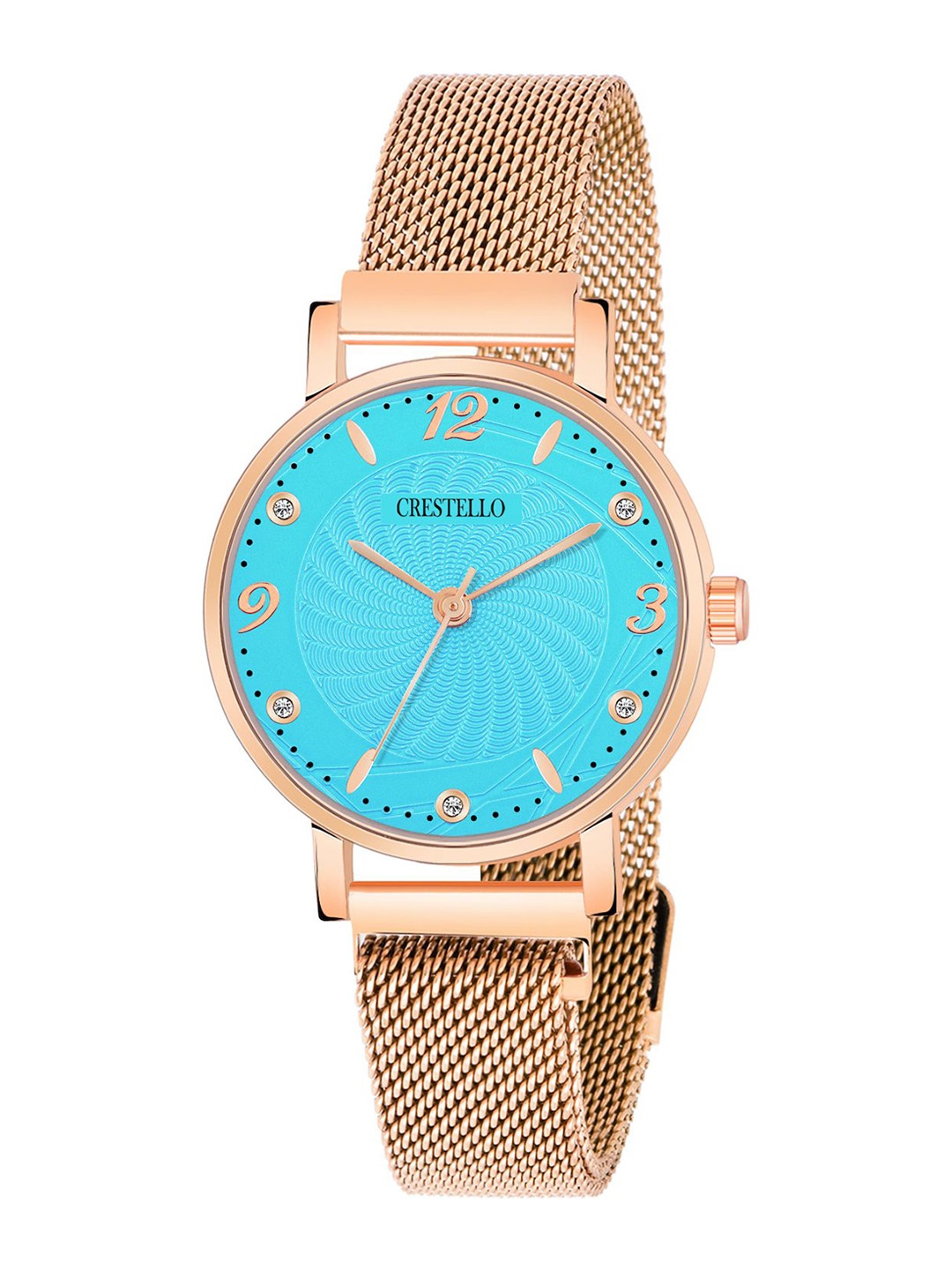 

CRESTELLO Women Dial & Straps Analogue Watch CR-RG146-BLU, Rose gold