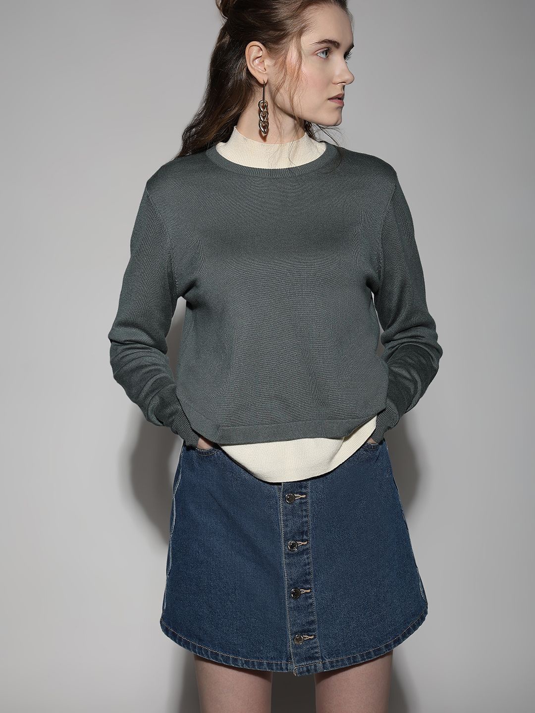 

Vero Moda Women Round Neck Pullover, Grey
