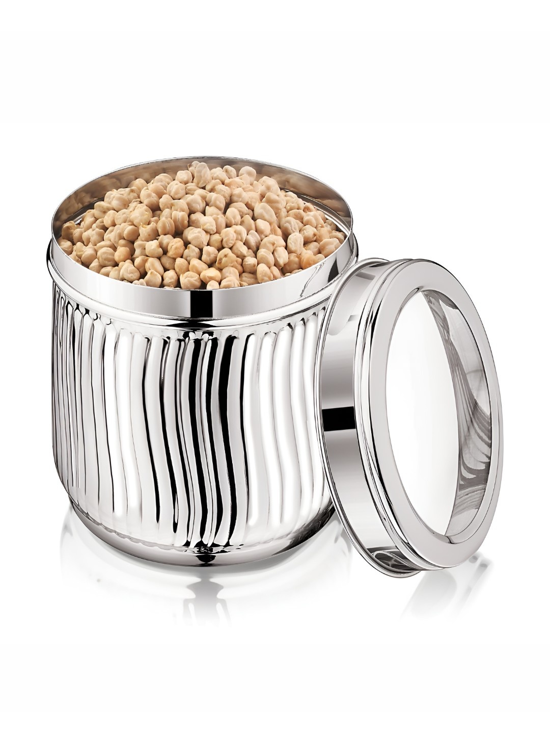 

MUKTI Silver-Toned Stainless Steel Dishwasher Safe Canister Container 1.4L