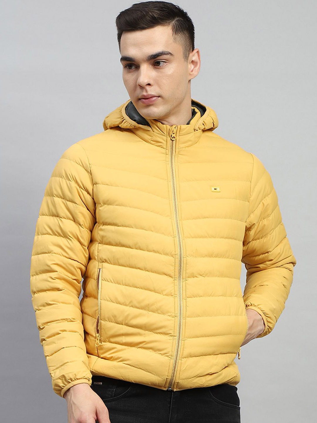 

Monte Carlo Men Hooded Solid Casual Puffer Jacket, Yellow