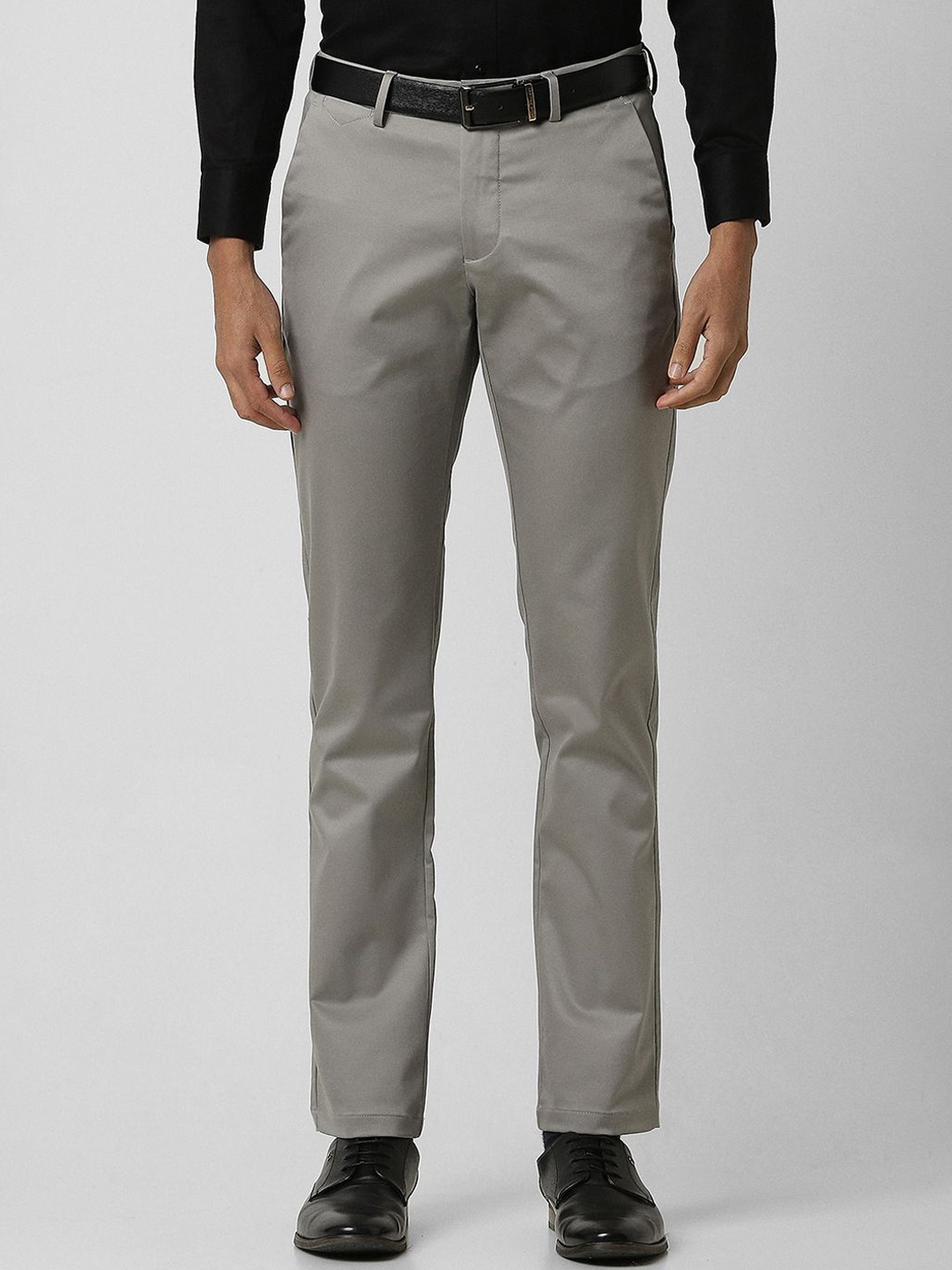 

Van Heusen Men Mid-Rise Slim Fit Formal Trousers, Grey