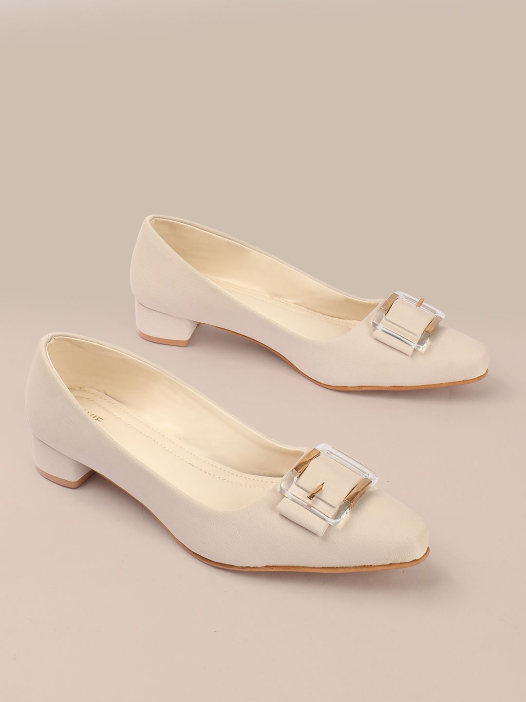

Lavie Block Sandals with Buckles, Cream