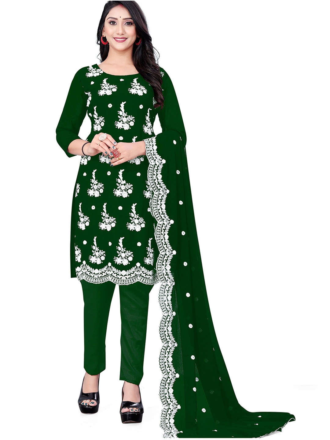 

Maroosh Ethnic Motifs Embroidered Unstitched Dress Material, Green