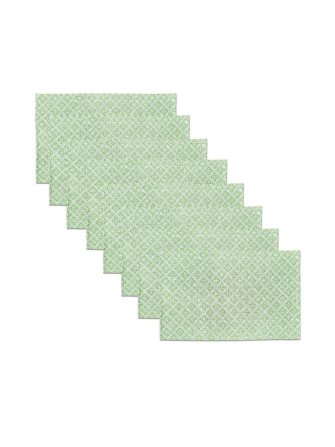 

ANA Green & White 8 Pieces Floral Printed Rectangle Cotton Table Placemats