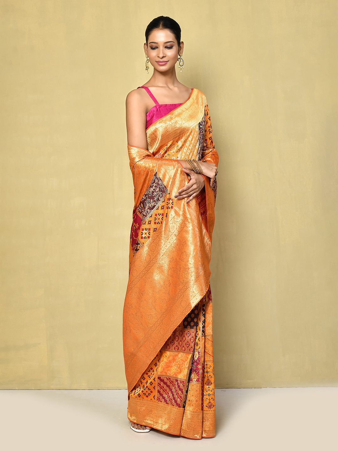 

Nazaakat by Samara Singh Woven Design Zari Art Silk Saree, Orange