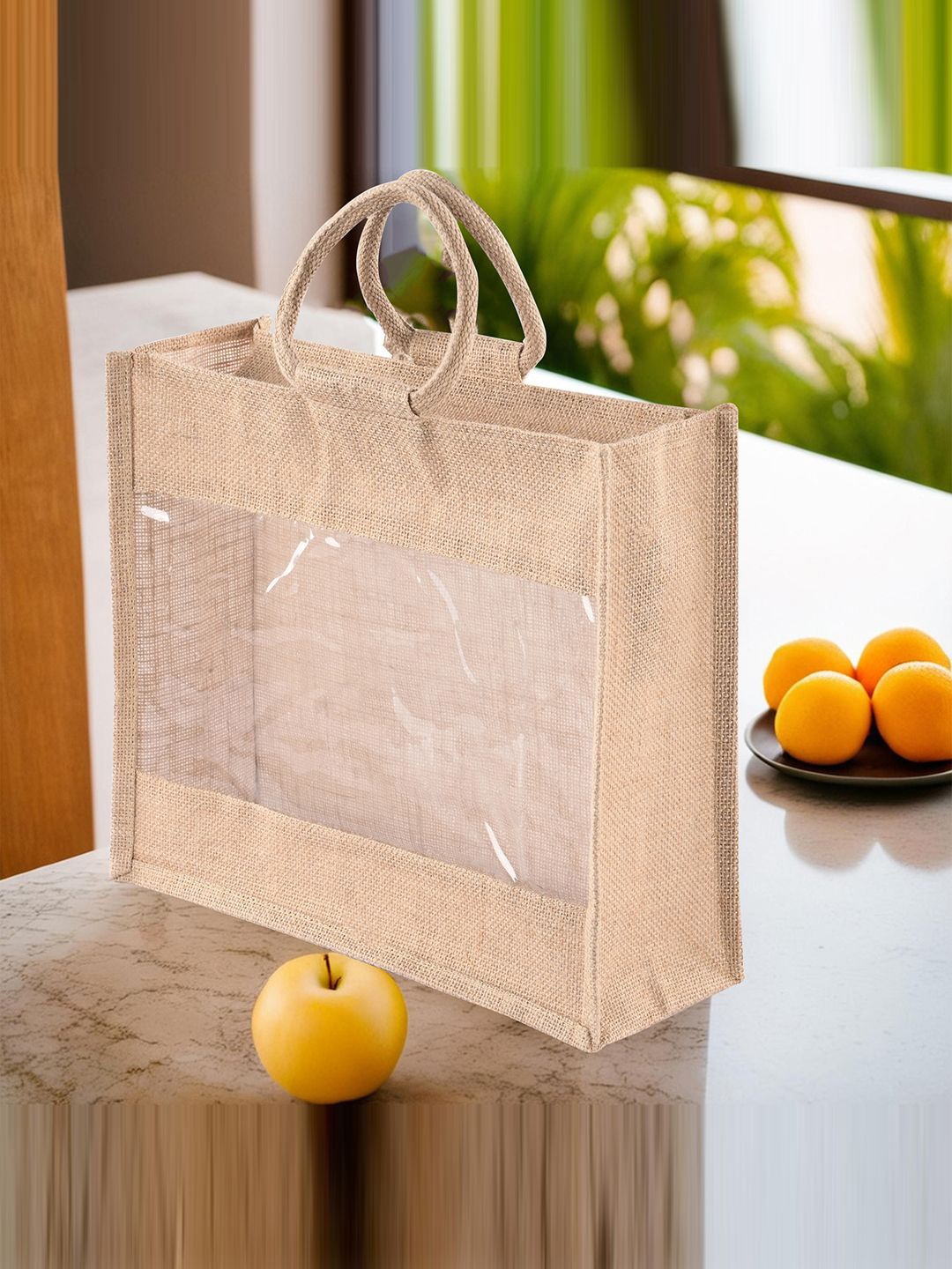 

Kuber Industries Unisex Textured Shopper Tote Bag, Beige