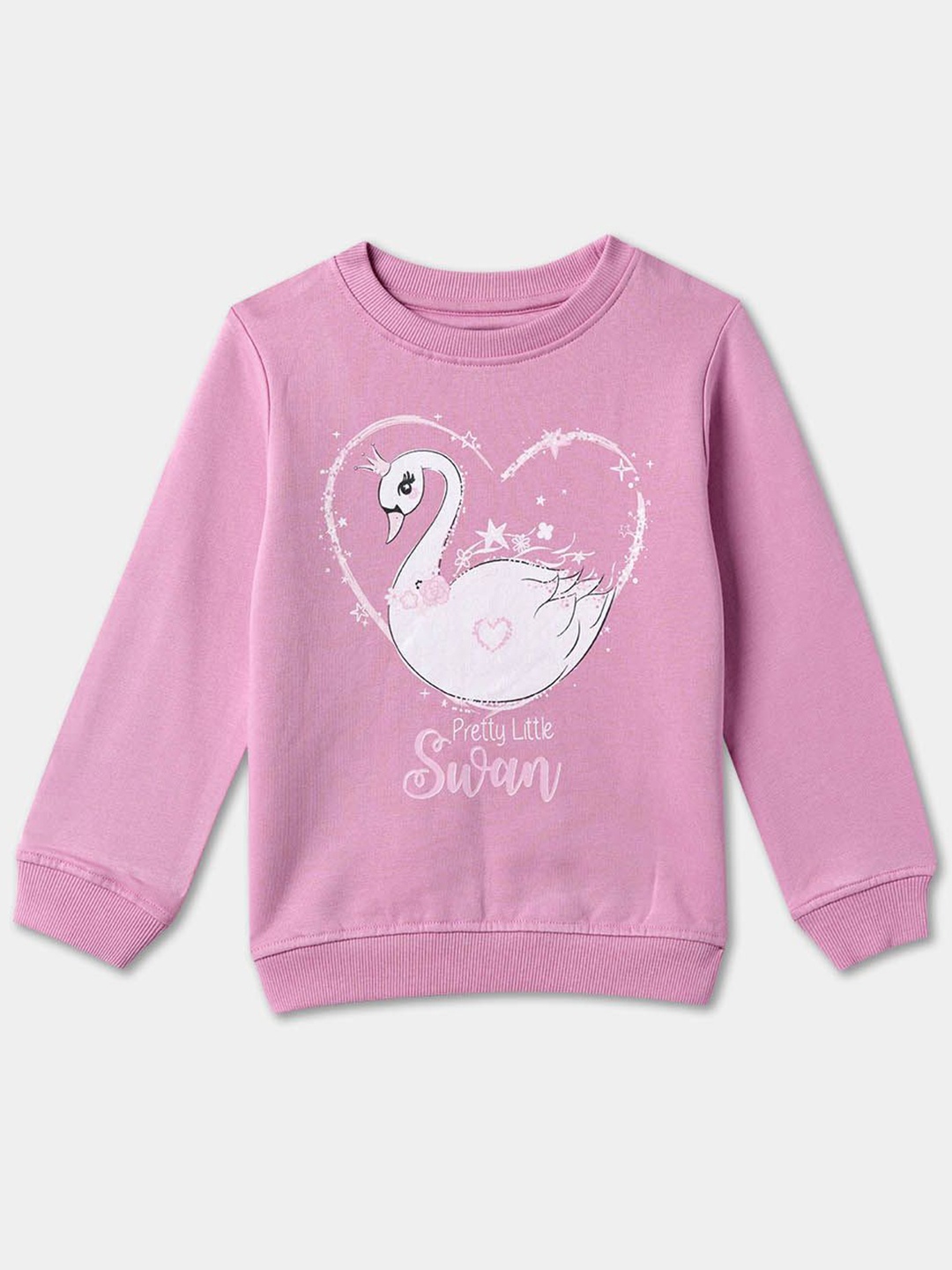 

R&B Girls Graphic Printed Cotton Sweatshirt, Pink