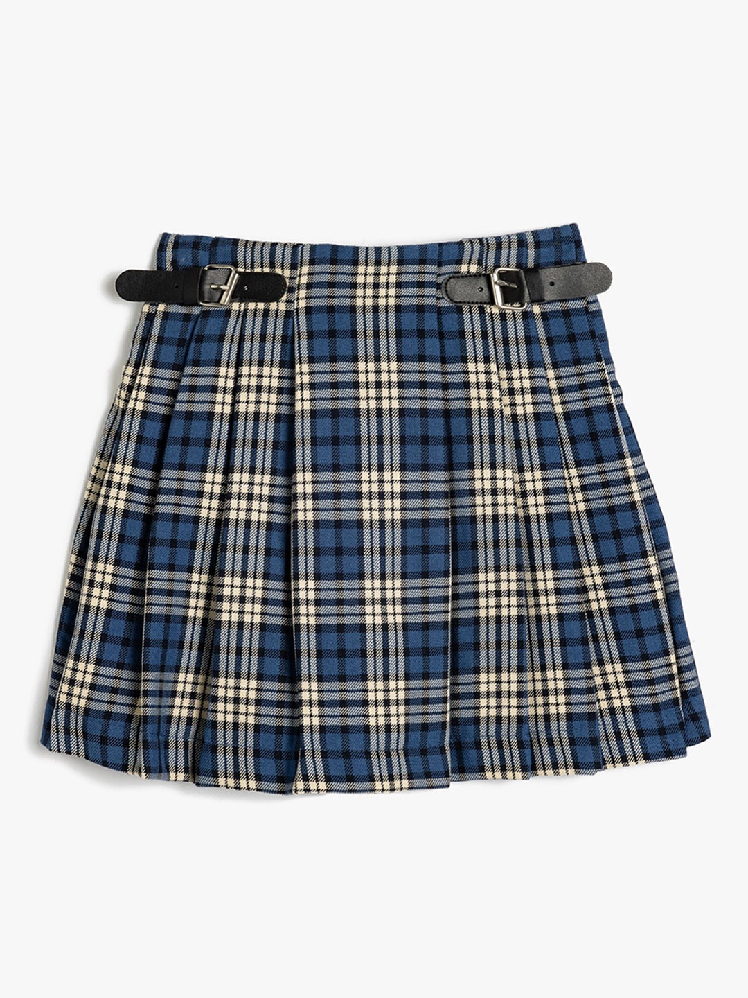 

Koton Girls Checked Pleated Skort Mini Skirt, Navy blue