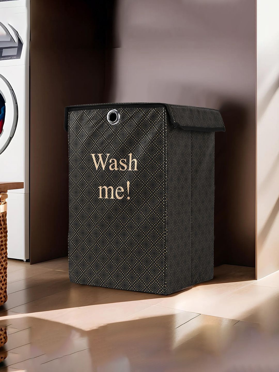 

Kuber Industries Black & Brown 4 Pieces Printed Foldable Laundry Bags 75L