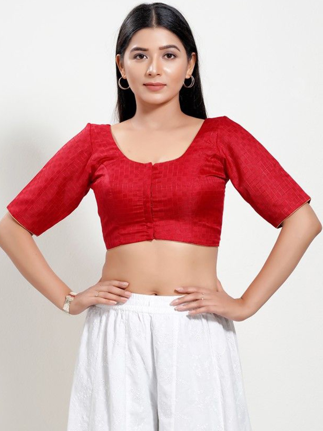 

Mmore Padded Saree Blouse, Red