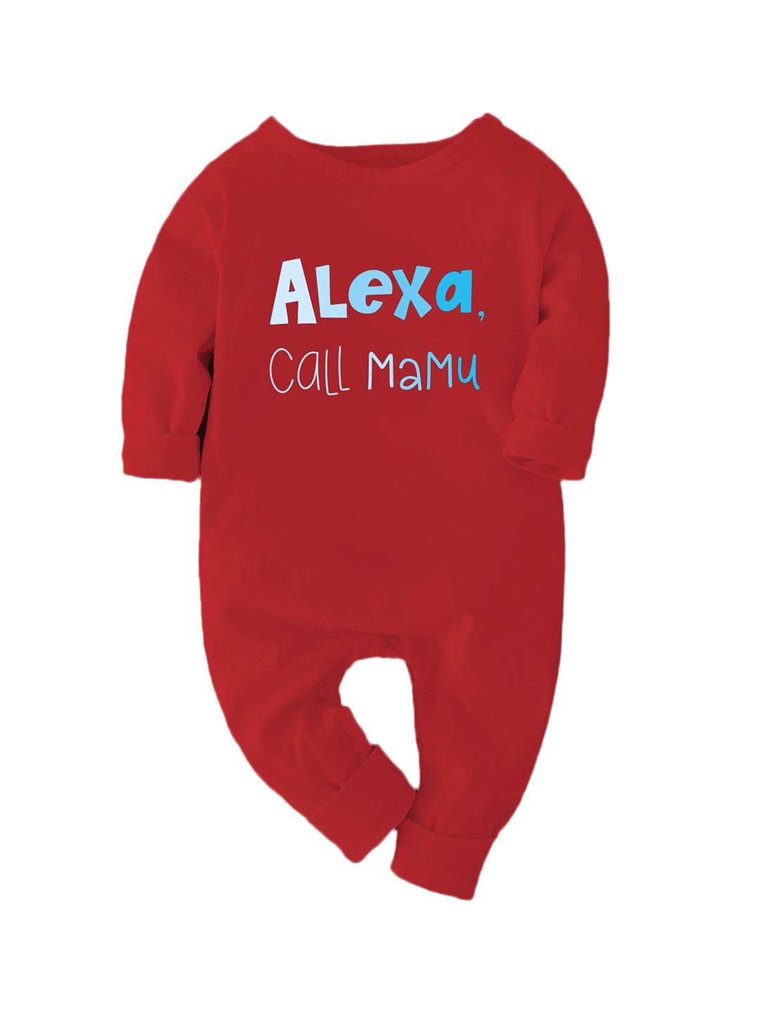 

Zeezeezoo Kids Alexa Call Mamu Printed Cotton Romper, Red