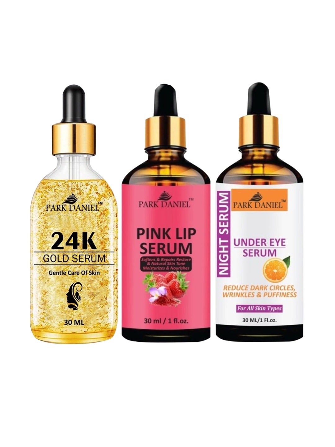 

Park Daniel Set Of 24K Gold, Pink Lip & Under Eye Serum - 30ml Each