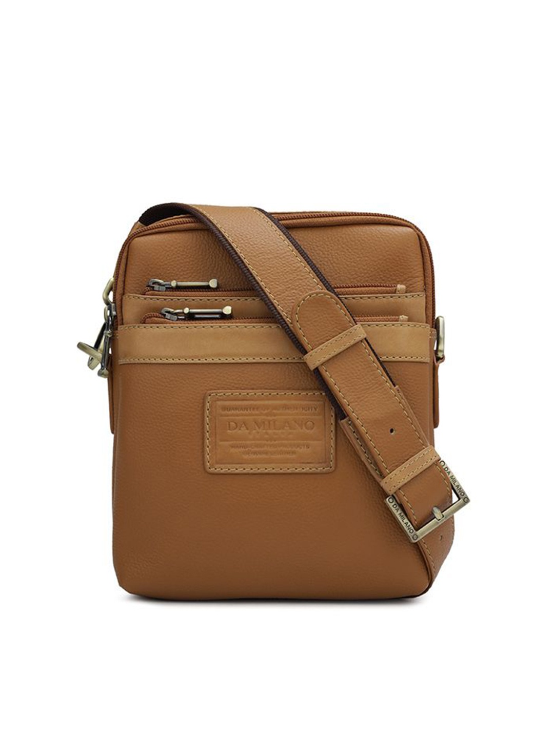

Da Milano Men Textured Messenger Bag, Brown