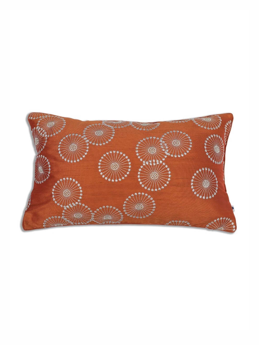 

ONSETHOMES jashn Orange & White Embroidered Silk Rectangle Cushion Cover