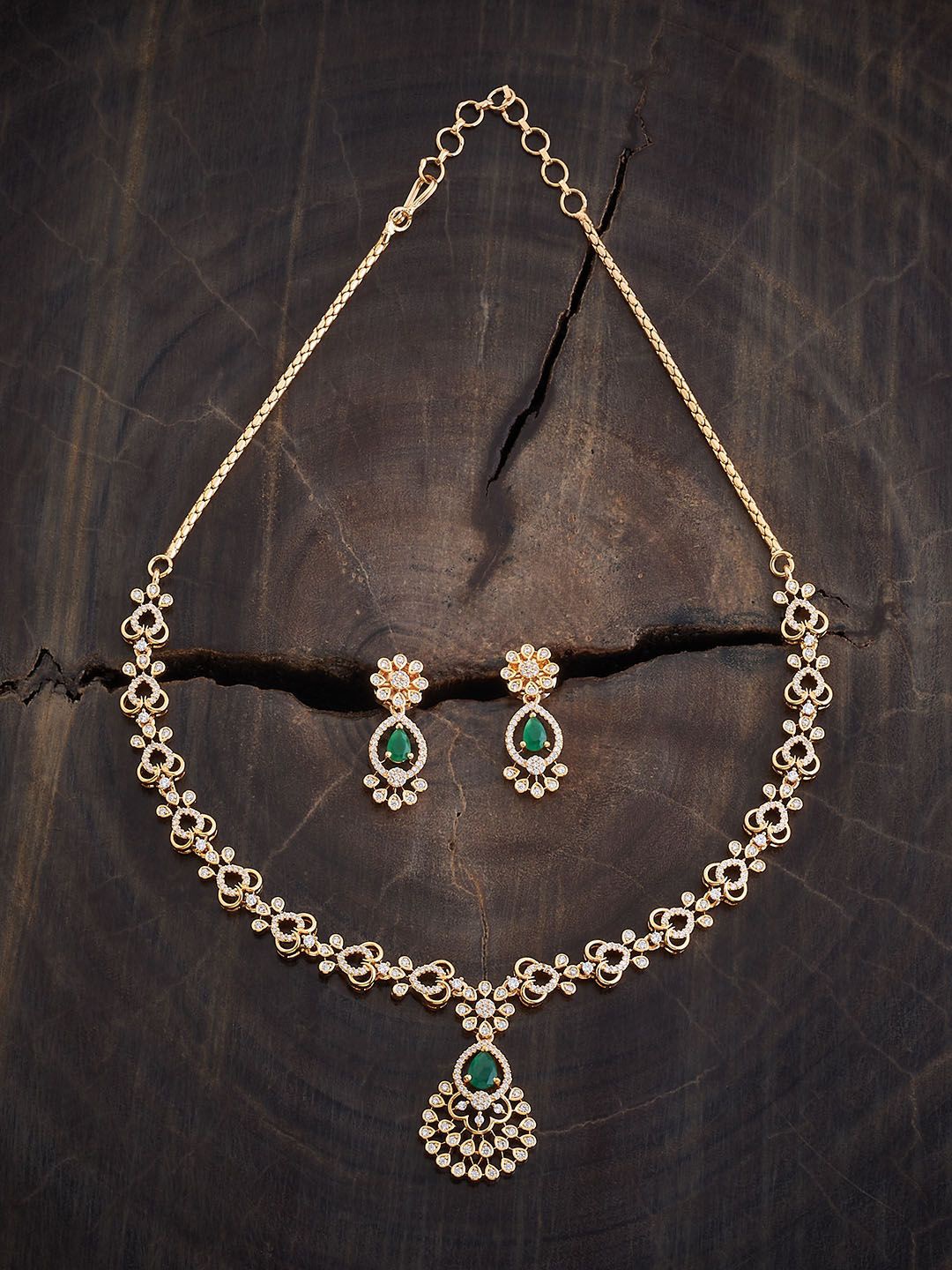 

Kushal's Fashion Jewellery Gold-Plated Cubic Zirconia Stone Studded Jewellery Set