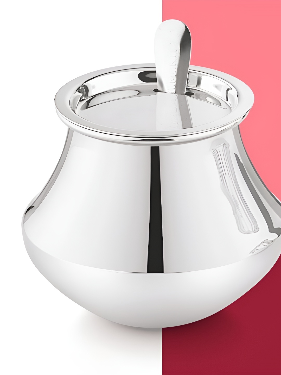 

MUKTI Silver-Toned Stainless Steel Dishwasher Safe Canister Container 500 ml