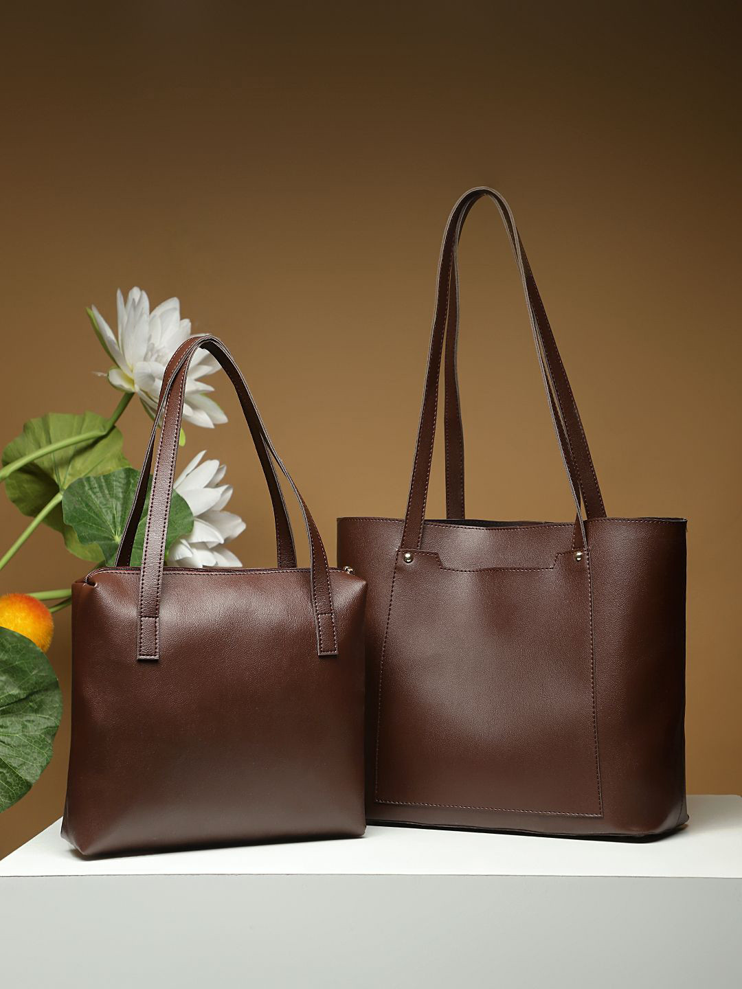 

LEGAL BRIBE Women Solid Shopper Tote Bag, Brown