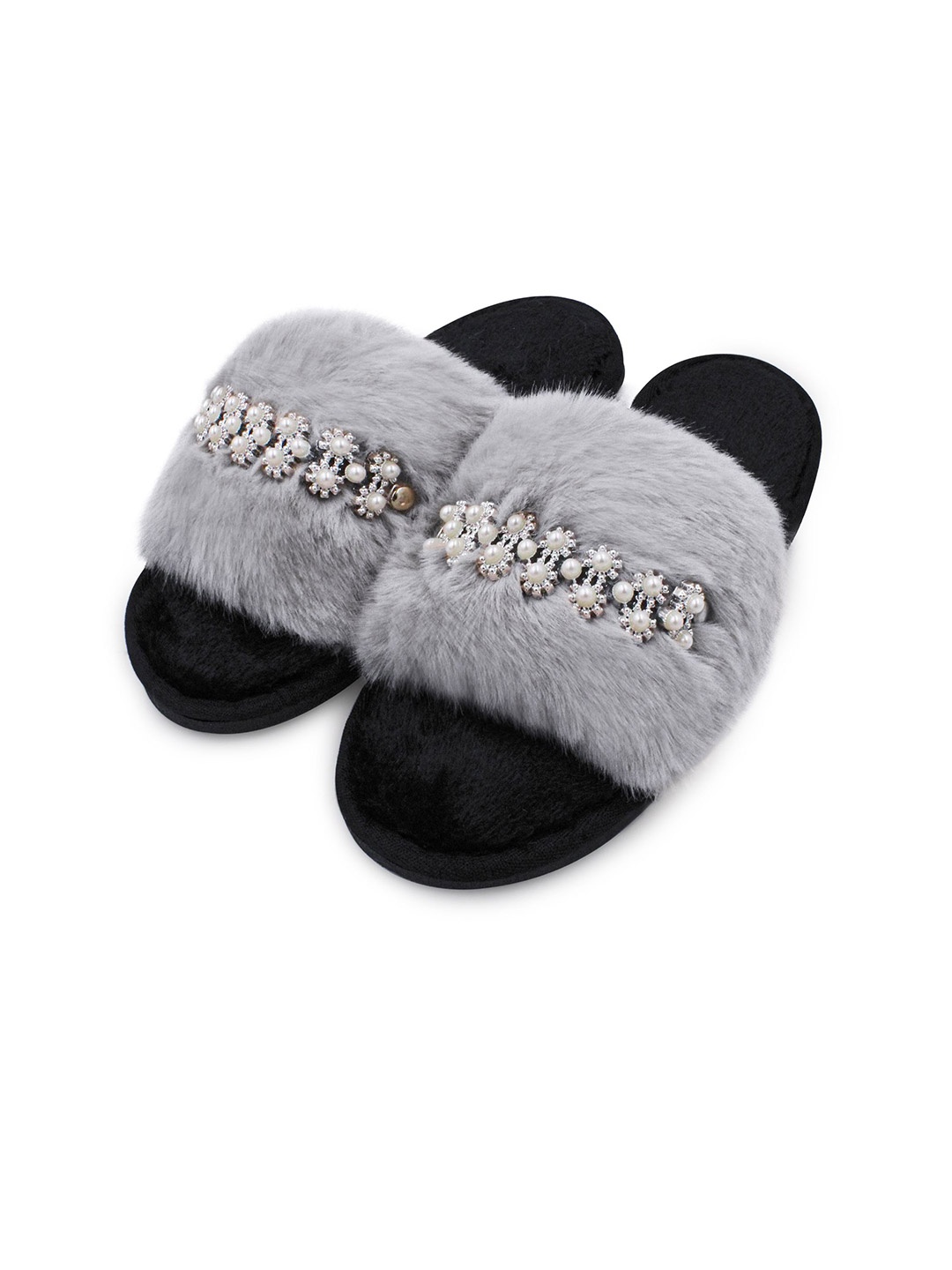 

JENNA Women Embellished Room Slippers, Grey