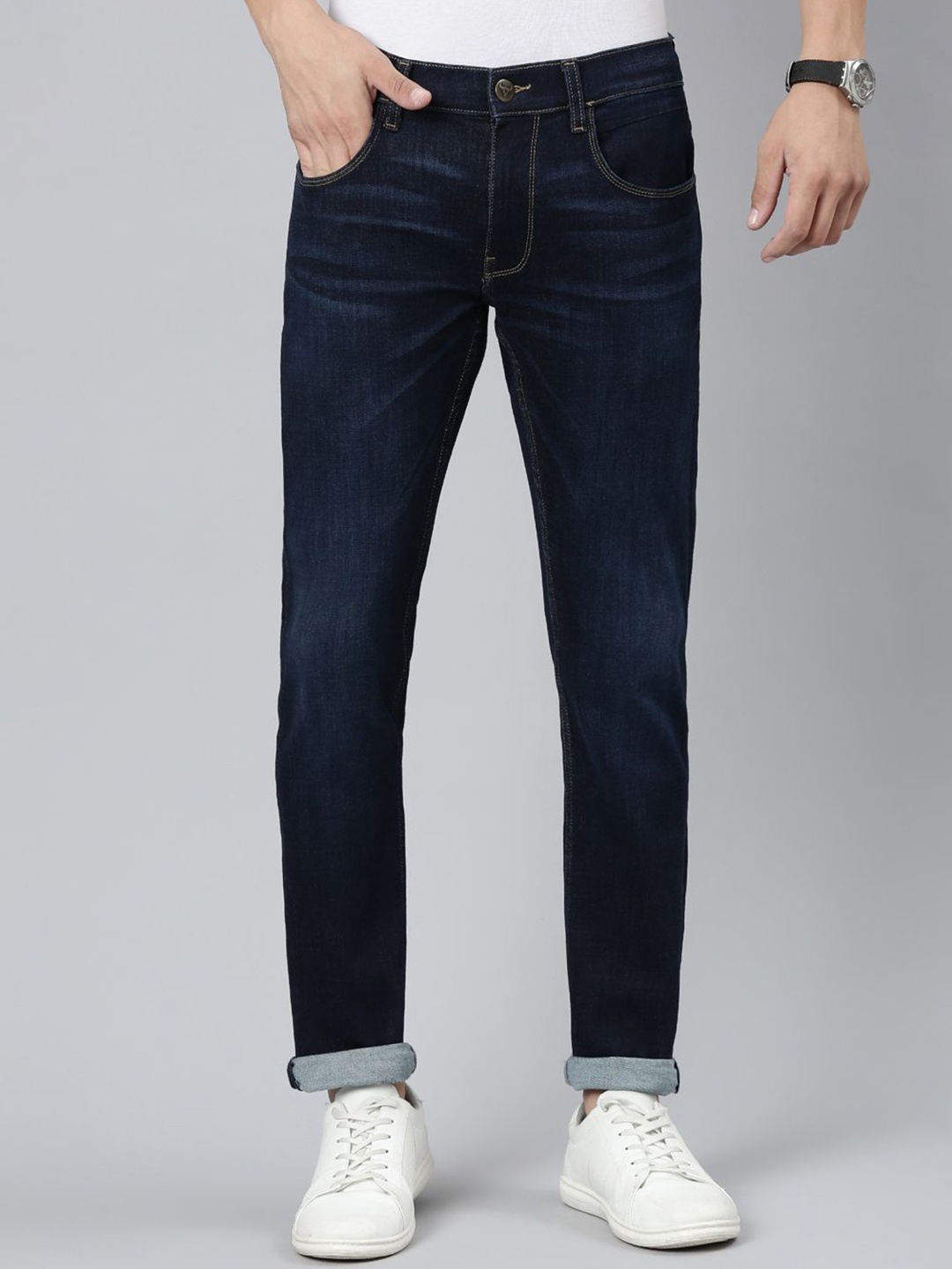 

American Bull Men Mid-Rise Skinny Fit Stretchable Jeans, Blue