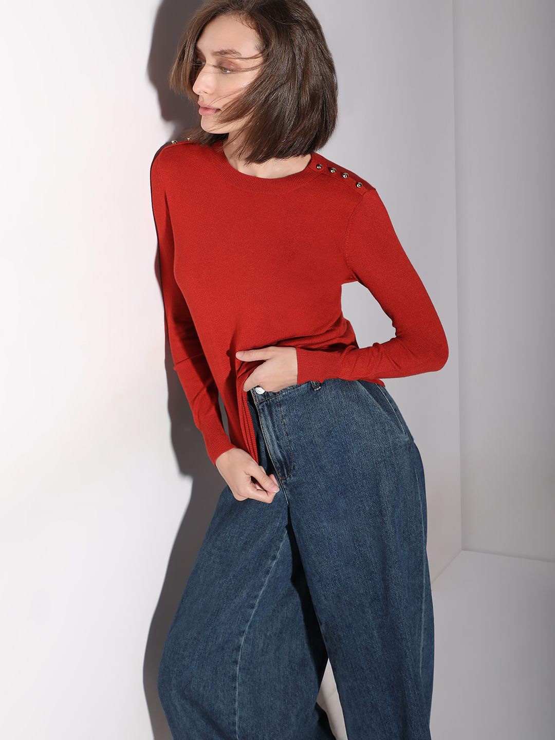

Vero Moda Women Solid Pullover, Red