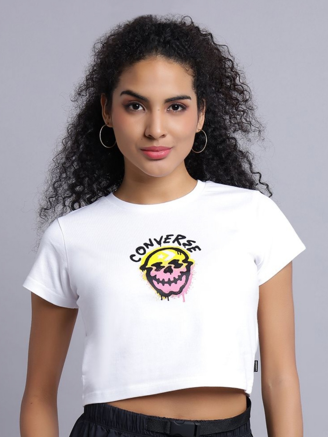 

Converse Women Spray Paint Skull T-Shirt, White