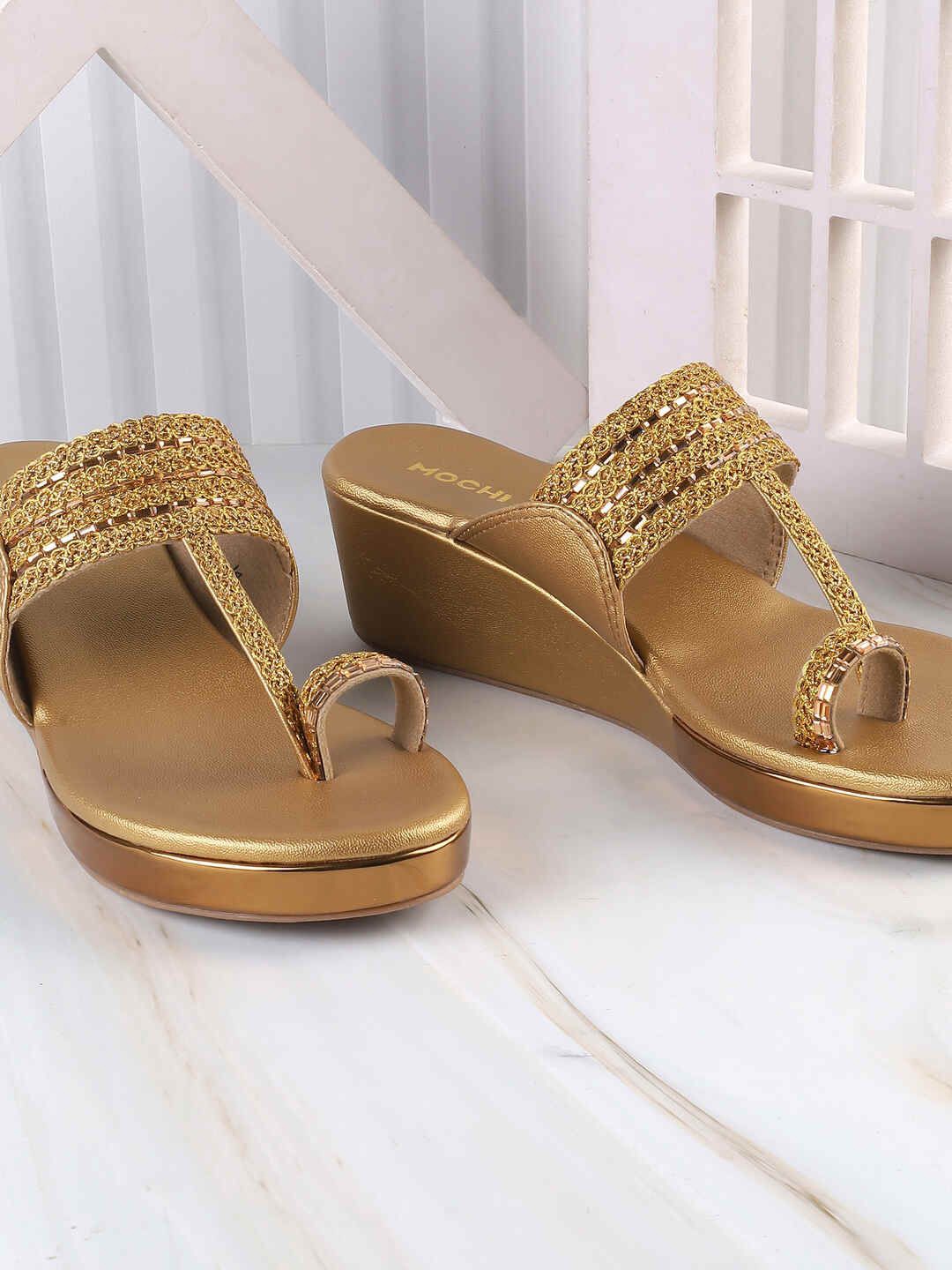 

Mochi Embellished Platform Sandals, Gold