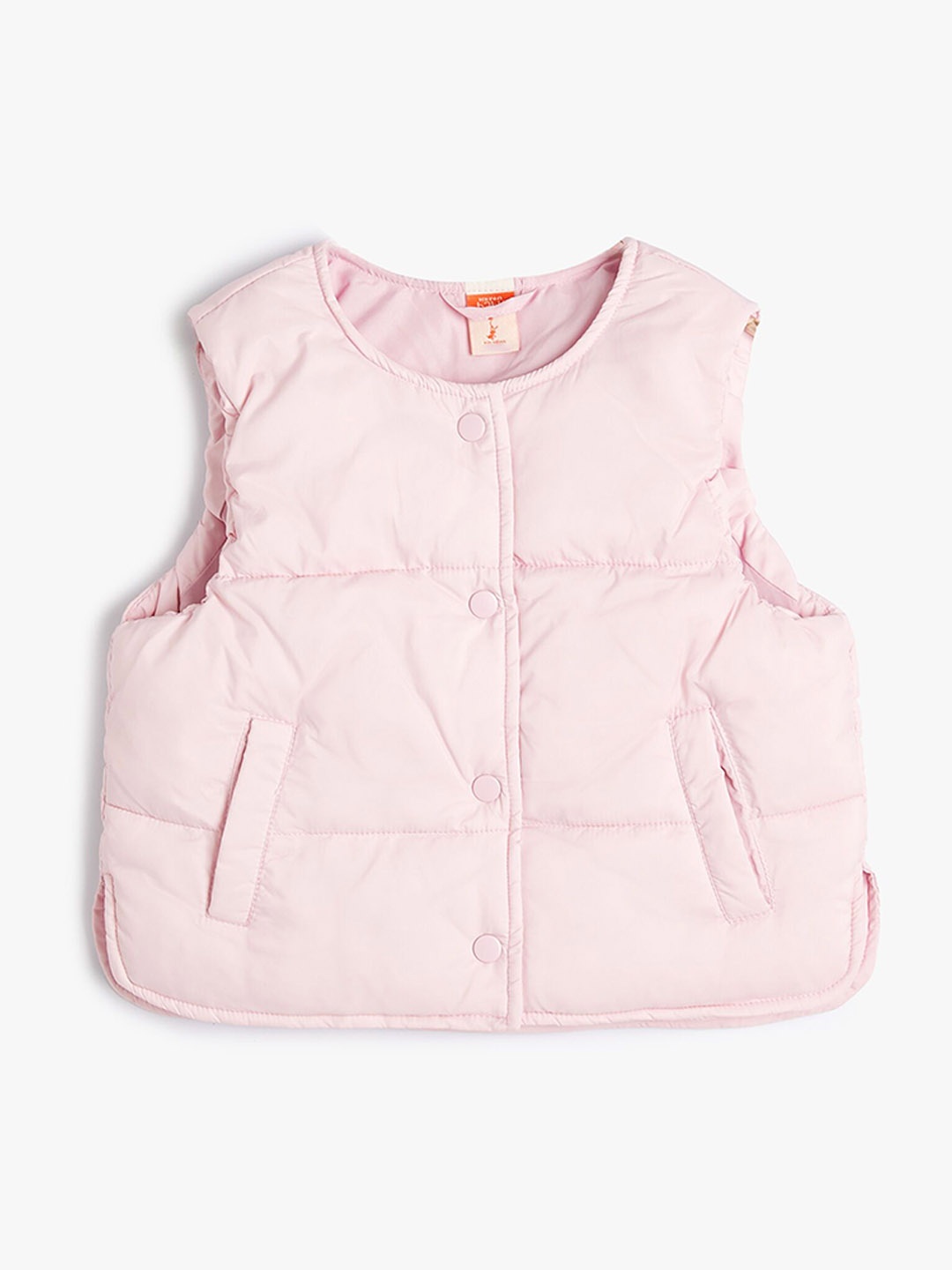 

Koton Girls Mock Collar Sleeveless Jacket, Pink