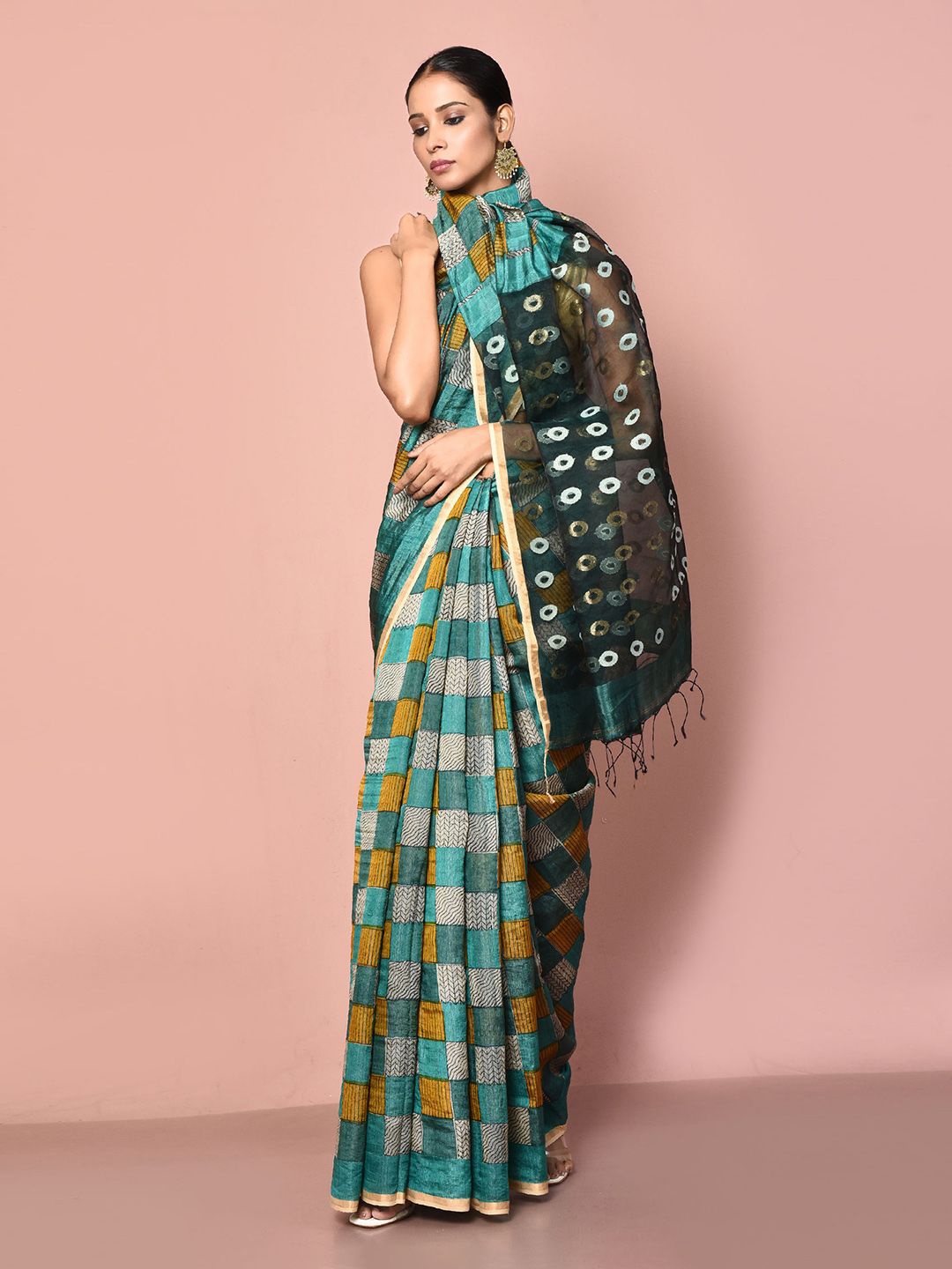 

Nazaakat by Samara Singh Zari Tissue Saree, Green