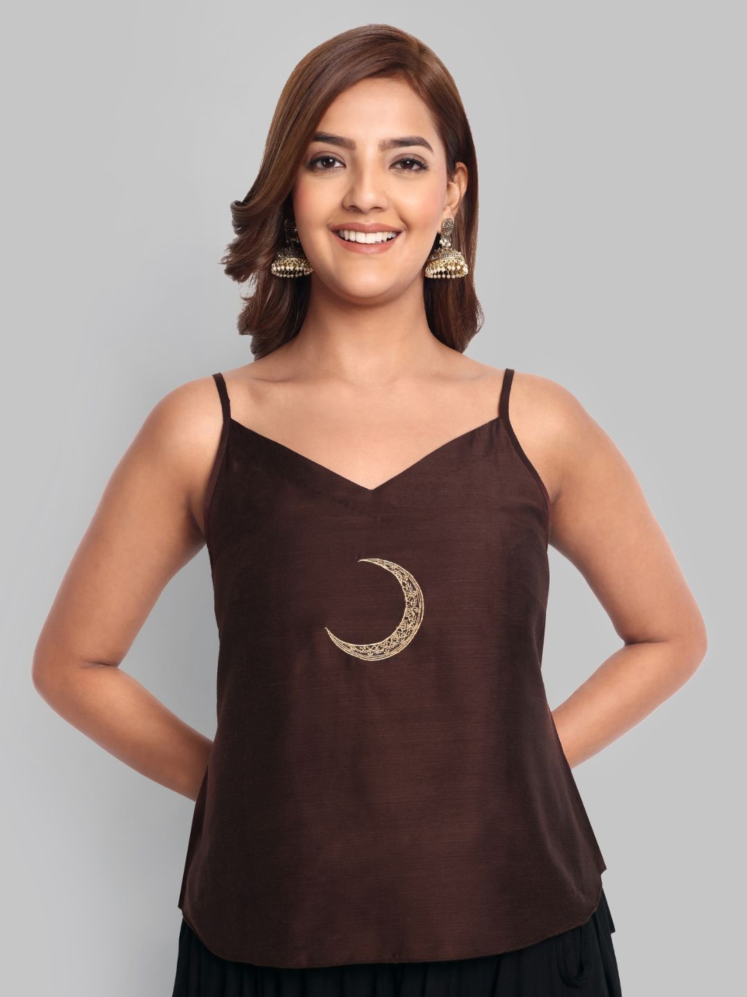 

Mera Rang Embellished Embroidered Crop Top, Burgundy