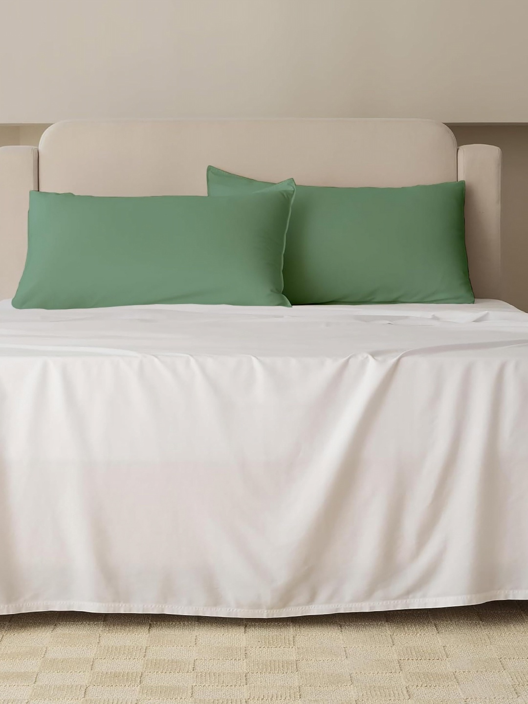 

Sleepino Green 2 Pieces Solid Pure Cotton Rectangle Pillow Covers