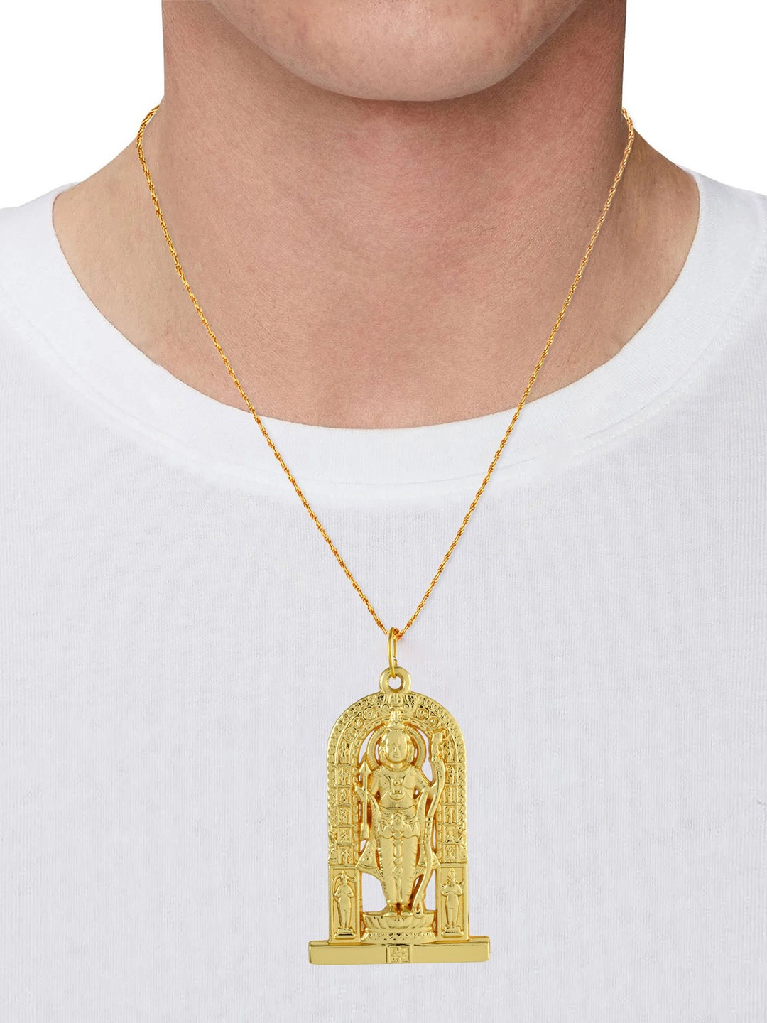 

MEMOIR Men Gold-Plated Ayodhya Bhagwan Shri Ram Lalla Pendant